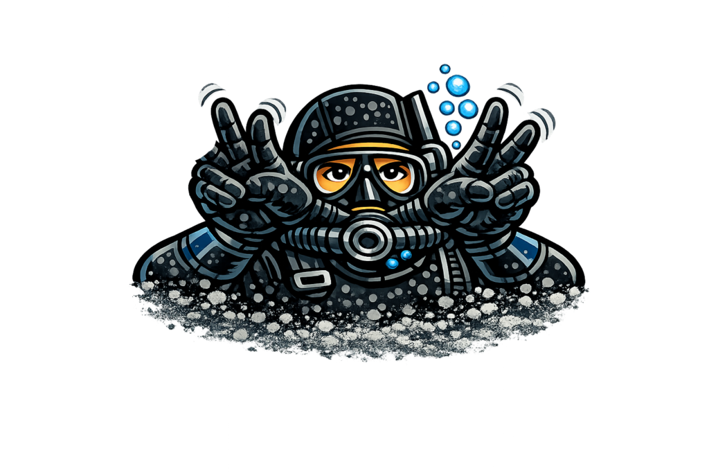 Segnale subacqueo di aragosta – dita che imitano le antenne