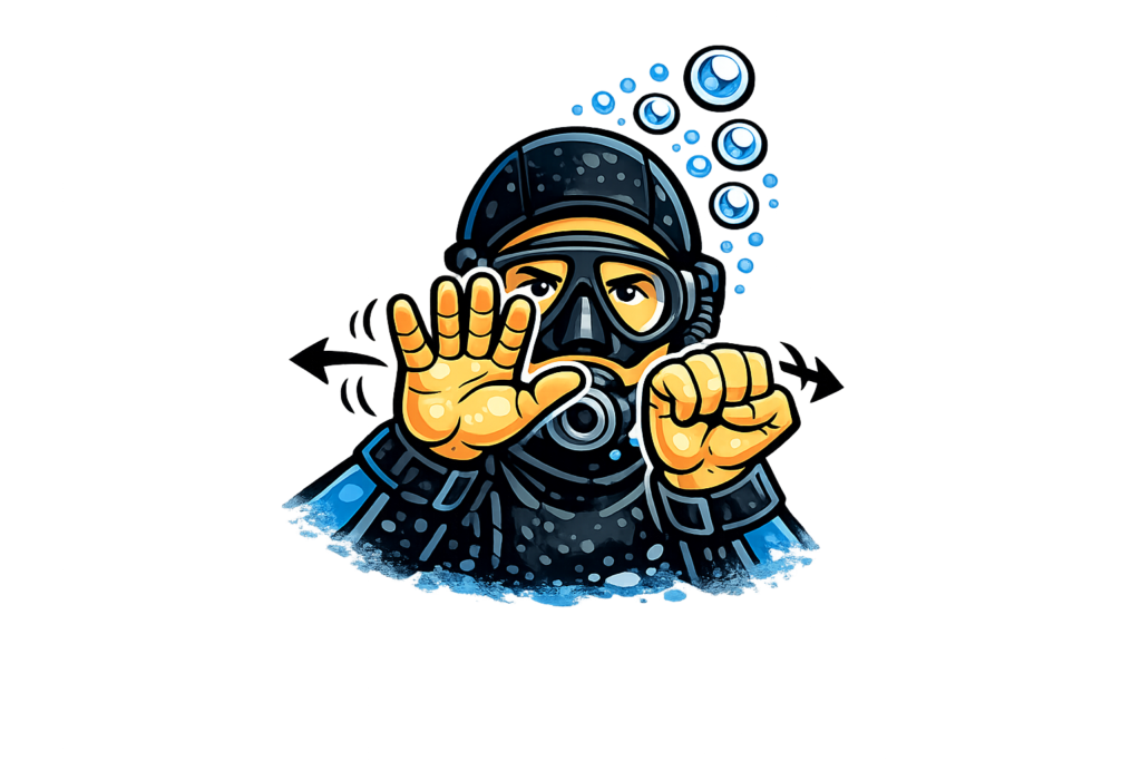 Segnale subacqueo di gonfiare il GAV – aprire e chiudere la mano