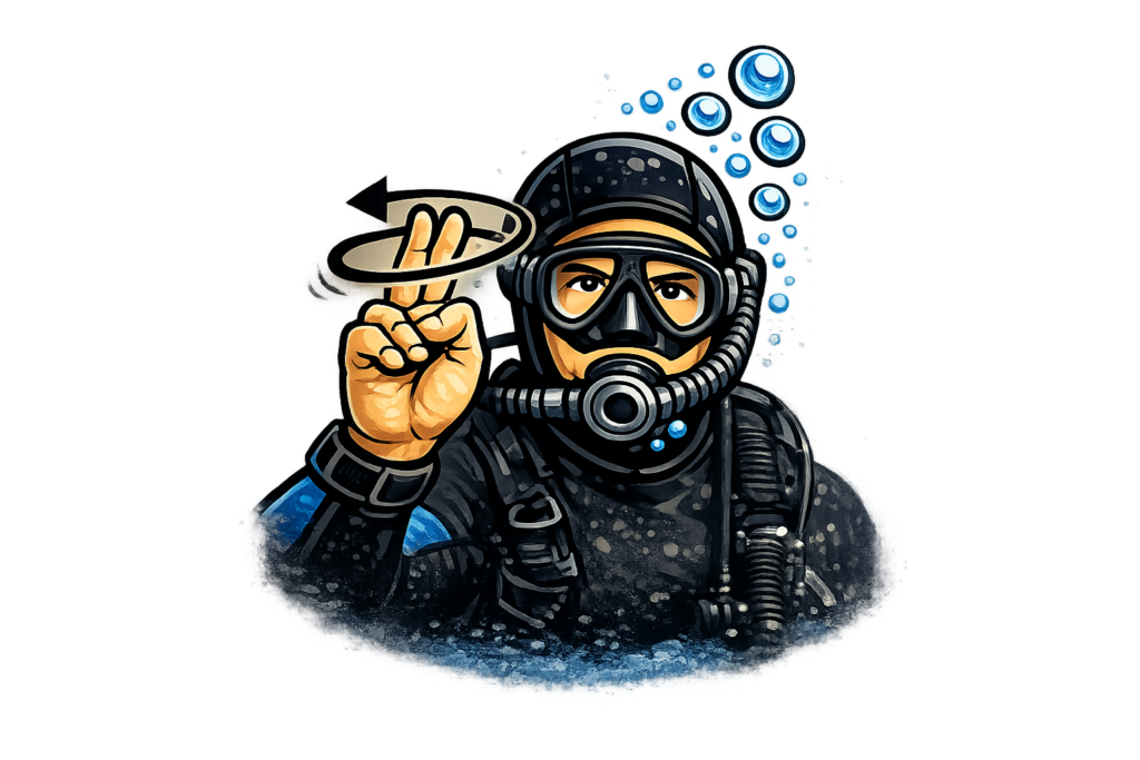 Segnale subacqueo di vertigini – mi gira la testa